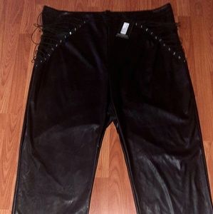 Big Sexy Gorgeous Plus Size Black Leather Pants